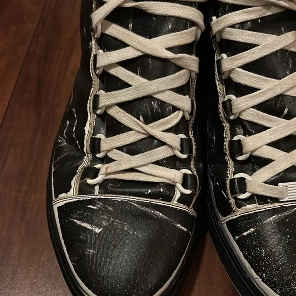 Balenciaga Arena Leather High-Top Sneakers Trainers Shoes Trainers Distressed 42